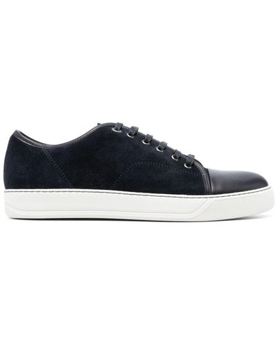 Lanvin Suede And Nappa Captoe Low To Trainer - Blue