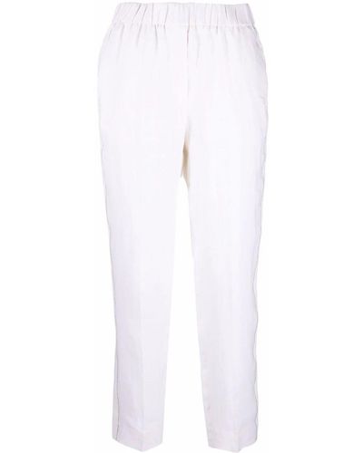 Peserico Cropped Linen Pants - White