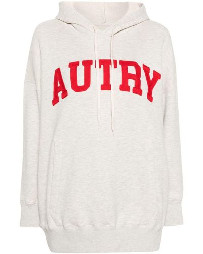 Autry Logo-Embroidered Mélange Hoodie - White