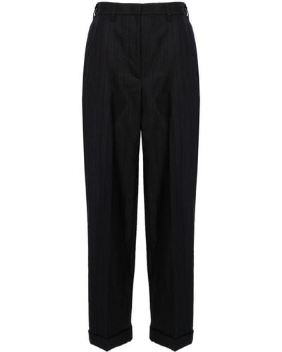 Miu Miu High-waisted Pinstripe Tailored Pants - Black