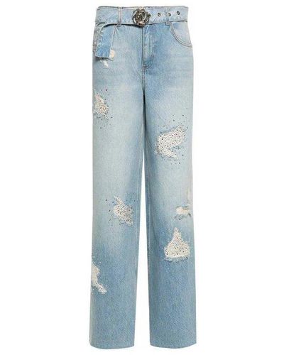 Blugirl Blumarine Jeans Con Dettaglio Strass - Blu