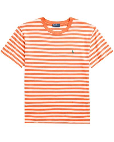 Polo Ralph Lauren Crew Neck Striped T-Shirt - Orange