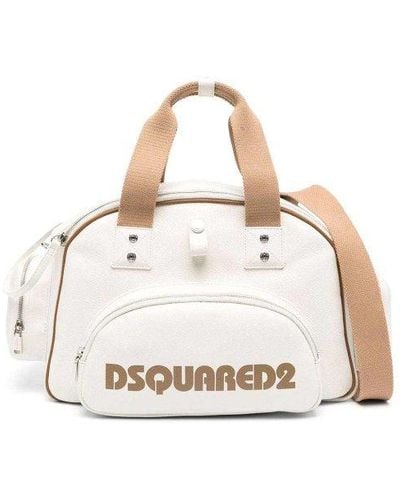 DSquared² Logo-print Leather Duffle Bag - Natural