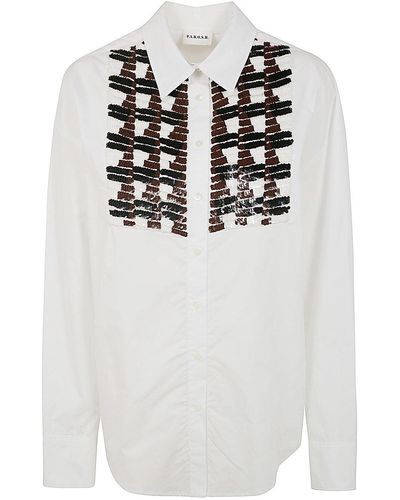 P.A.R.O.S.H. Sequined Plastron Shirt - White