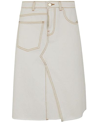 Tory Burch Denim Deconstructed Skirt - White