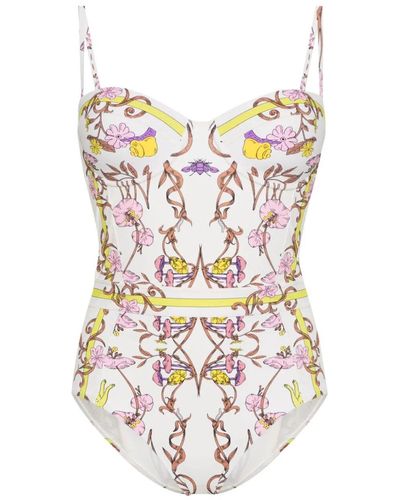 Tory Burch Printed Underwire One-Piece - White