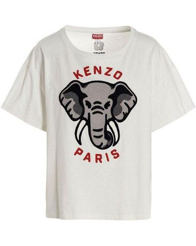 KENZO T-Shirt Con Logo Ricamato - Bianco