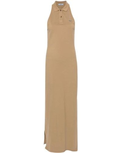 Prada Piqué Cotton Maxi Dress - Natural