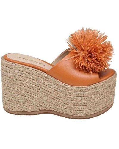 Paloma Barceló Leather Mules With Wedge - Brown