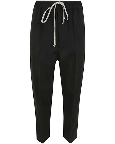 Rick Owens Drawstring Ataires Cropped Trousers - Black