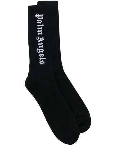 Palm Angels Logo Intarsia Knit Socks - Black