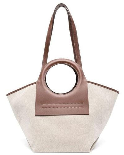 Hereu Cala Small Leather-trimmed Canvas Tote Bag - Natural