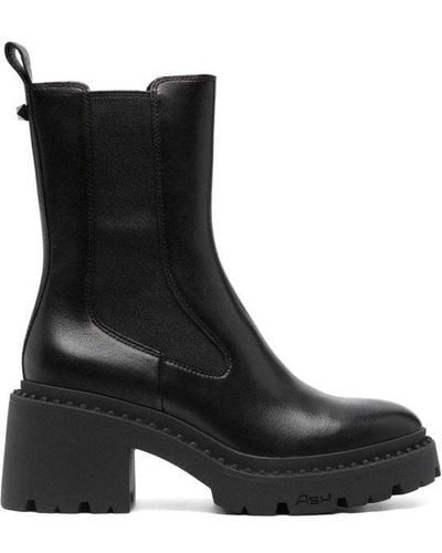Ash Nico Stud Leather Chelsea Boots - Black