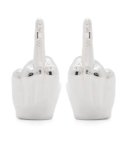 Y. Project Mini Fuck You Earrings Pair - White