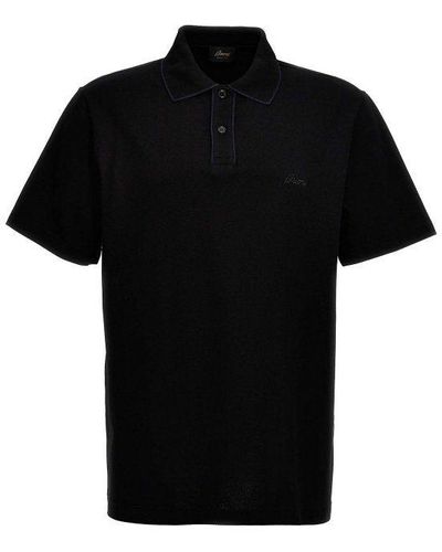 Brioni Logo Embroidery Polo Shirt - Black
