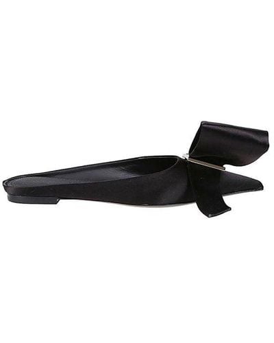Ferragamo Maxi Bow Leather Slippers - White