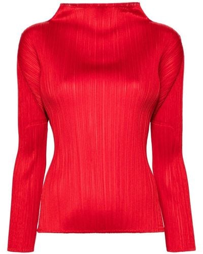 Pleats Please Issey Miyake New Colorful Basics Jumper - Red