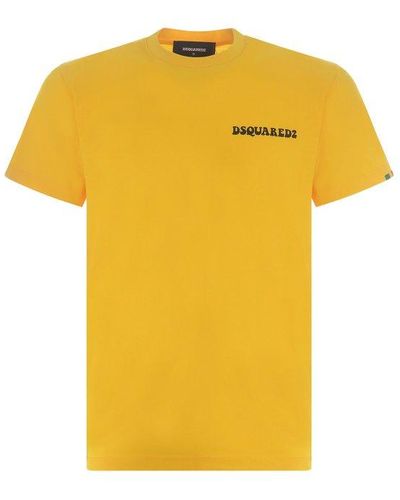 DSquared² T Shirt Con Stampa Logo - Giallo