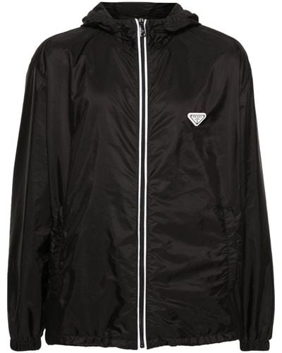 Prada Re-nylon Enamel Triangle-logo Jacket - Black
