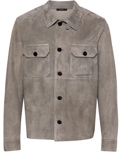 Tom Ford Leather Outwear Shirt - Grey