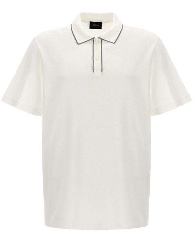 Brioni Logo Embroidery Polo Shirt - White