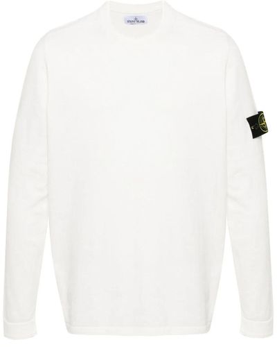 Stone Island Logo Cotton Sweater - White
