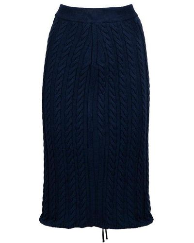 KENZO Cable Lace Up Midi Skirt - Blue