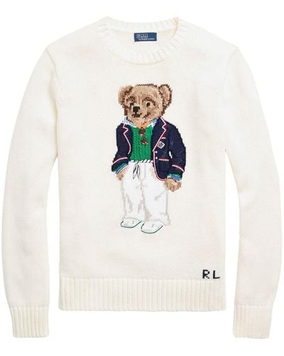 Polo Ralph Lauren Crew Neck Sweater With Teddy - White