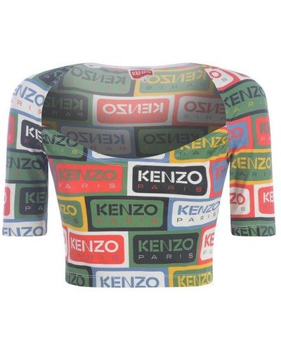 KENZO Crop Top " Labels" - Gray