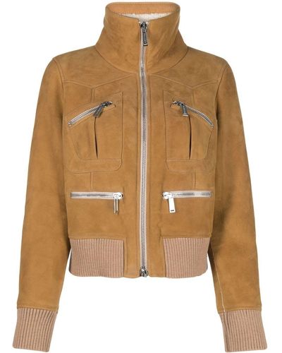 DSquared² Ribbed-detail Zipped-up Bomber Jacket - Multicolor