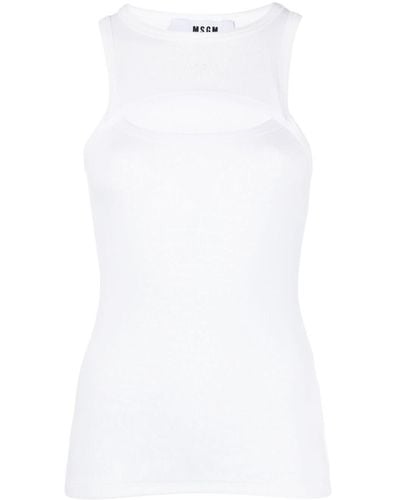 MSGM Cut-out Fine-ribbed Tank Top - White