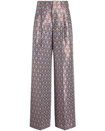 Etro Jcaquard Trouser With Pences - Gray