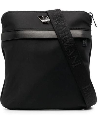 Emporio Armani Small Flat Messenger Bag - Black