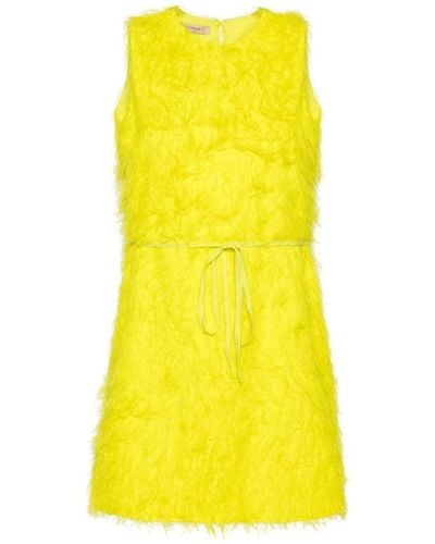 Twin Set Sleeveless Mini Dress With Belt - Yellow