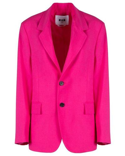 MSGM Light Wool 2 Button Jacket - Pink