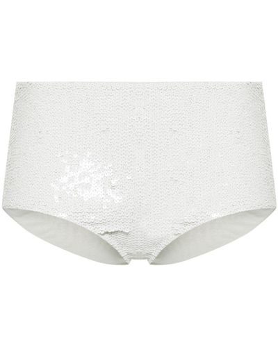P.A.R.O.S.H. Sequined High-Waisted Bikini Bottoms - White