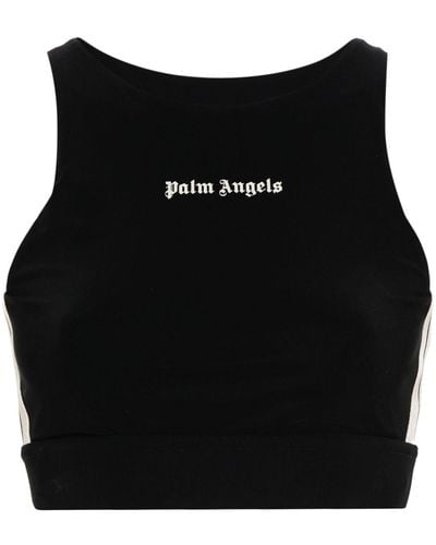 Palm Angels Logo-Print Performance Top - Black