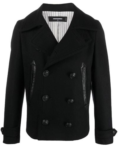DSquared² Double-breasted Buttoned Coat - Black