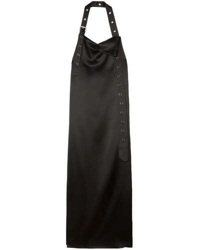 Off-White c/o Virgil Abloh Belt-detail Satin Maxi Dress - Black