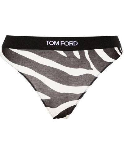 Tom Ford Optical Zebra Printed Modal Signature Thong - Black