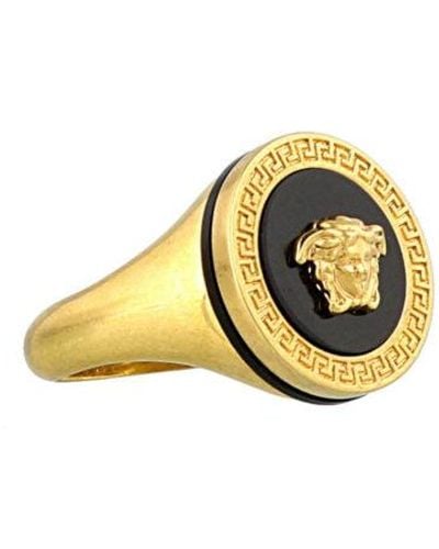 Versace Greca And Medusa Head Brass Ring - Metallic