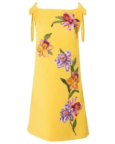 Carolina Herrera Embellished Shift Dress - Yellow