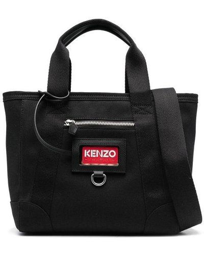 KENZO Cotton Tote With Logo-tag - Black