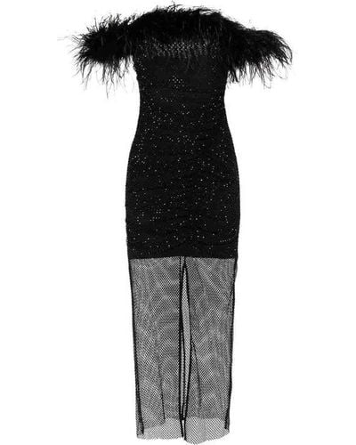 Self-Portrait Dress With Feathers - Black