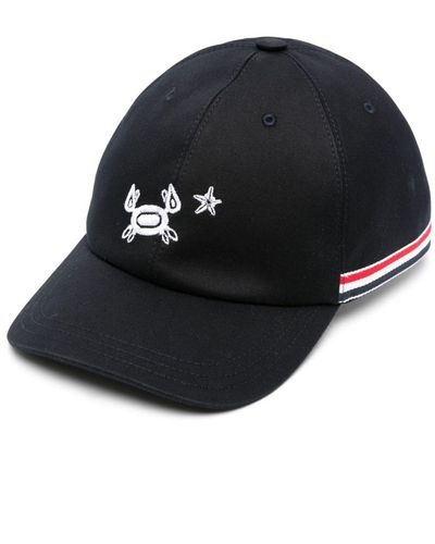 Thom Browne Crab-embroidered Cotton Baseball Cap - Black