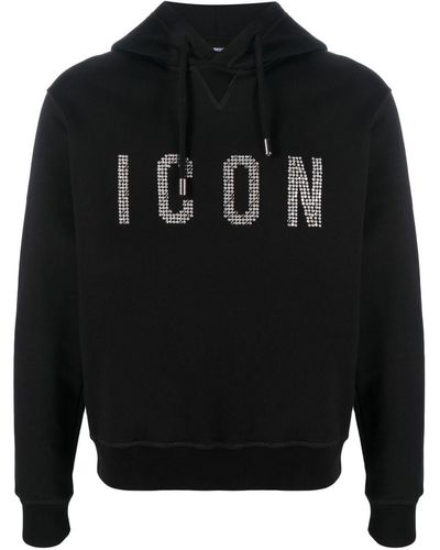 DSquared² Icon Studded Hoodie - Black