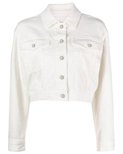 Michael Kors Short Denim Jacket With Front Pockets - White