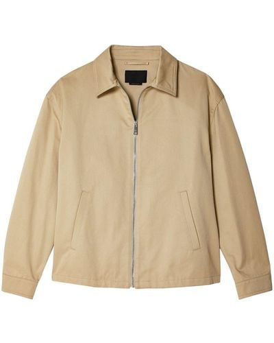 Prada Zip-up Cotton Shirt Jacket - Natural