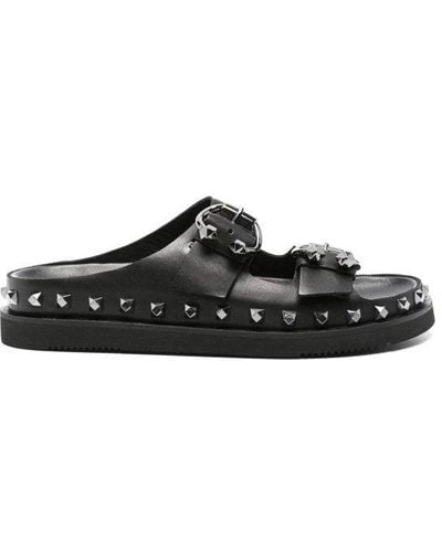 Ash Ulla Studded Leather Slide Sandal - Black