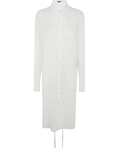 Ann Demeulemeester Gabi Long Relax Fit Shirt Draped On Back Light Cotton Voile - White